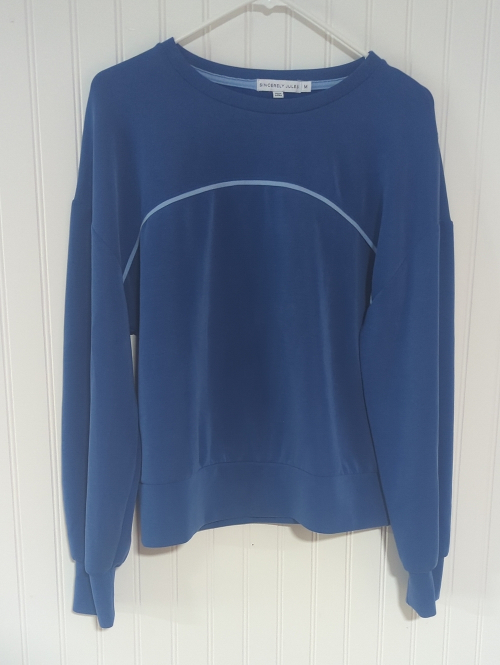 Sincerly Jules Two-Tone Blue Crewneck Pullover